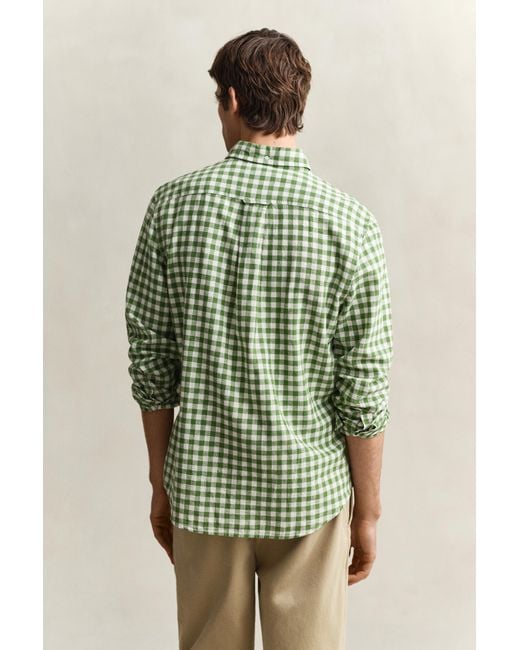 Gant Green Gingham Linen Blend Shirt for men