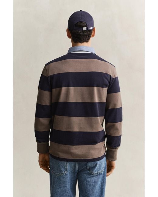 Gant Blue Chambray Collar Striped Heavy Rugger for men