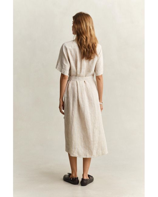 Gant Natural Striped Linen Shirt Dress