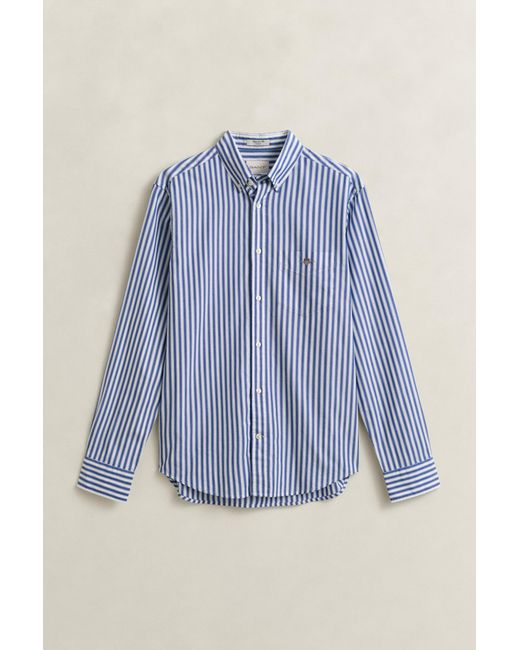 Gant Blue Striped Classic Poplin Shirt College for men