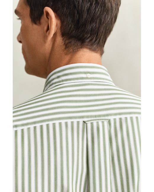 Gant Green Striped Classic Poplin Short Sleeve Shirt for men