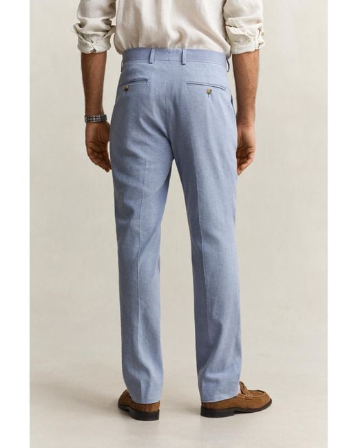 Gant Blue Linen Blend Suit Pants for men