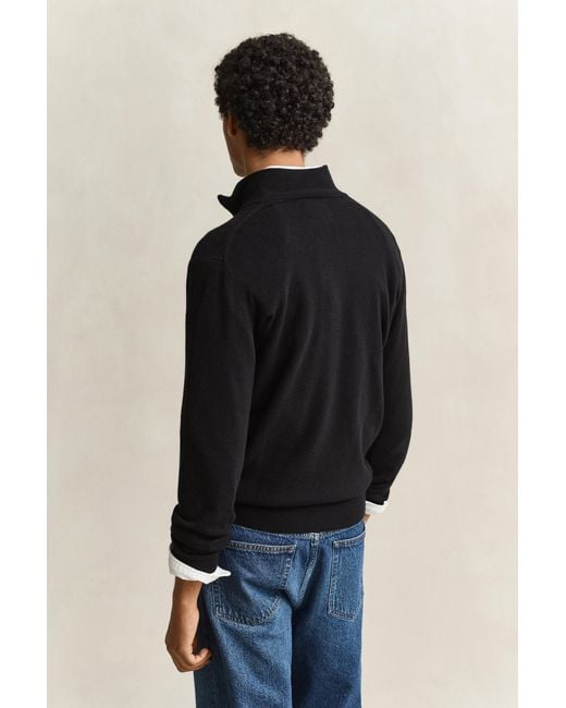 Gant Blue Lambswool Half-Zip Sweater for men