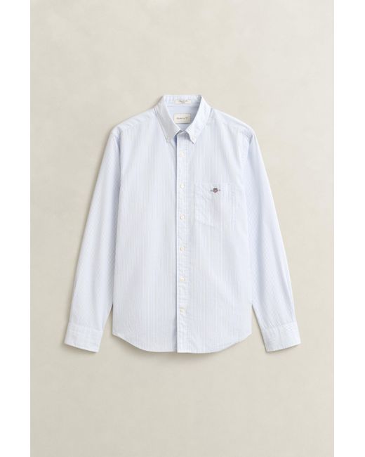 Gant Blue Classic Regular Striped Poplin Shirt for men