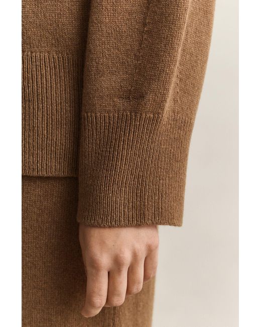 Gant Brown Wool Cashmere Hoodie Warm