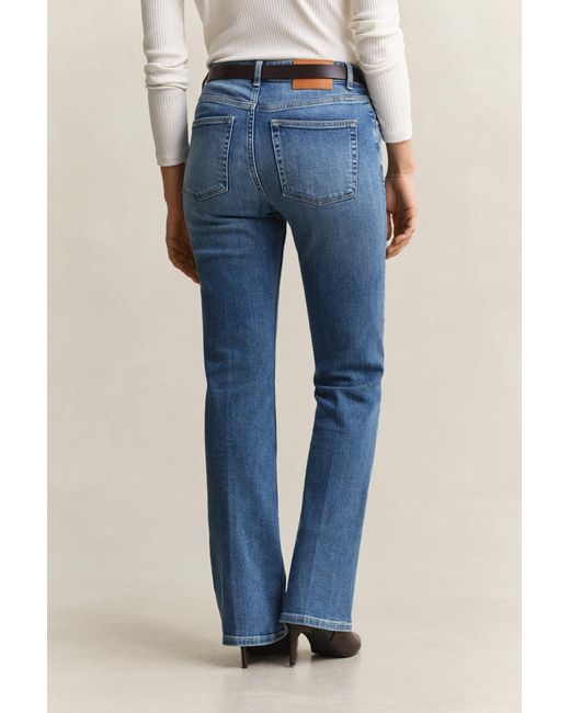 Gant Blue Slim Flared Stretch Jeans Mid Broken In