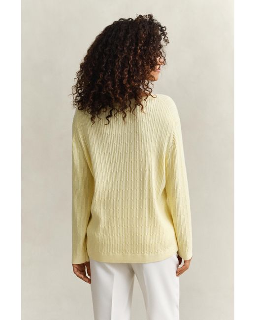 Gant Natural Cable Knit V-Neck Sweater