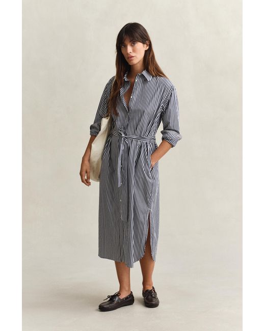 Gant Blue Striped Poplin Shirt Dress Classic