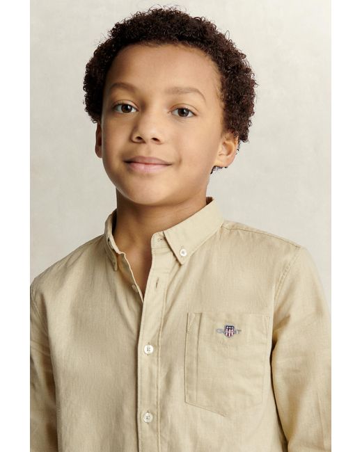 Gant Natural Teens Teen Boys Linen Blend Shirt for men