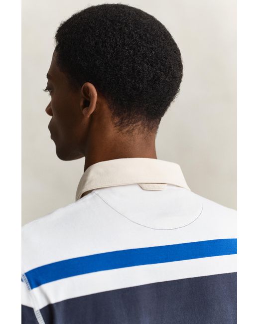 Gant Blue Block Striped Rugger Evening for men