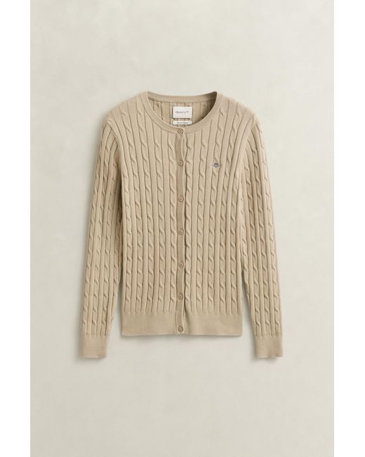 Gant Blue Stretch Cotton Cable Knit Cardigan