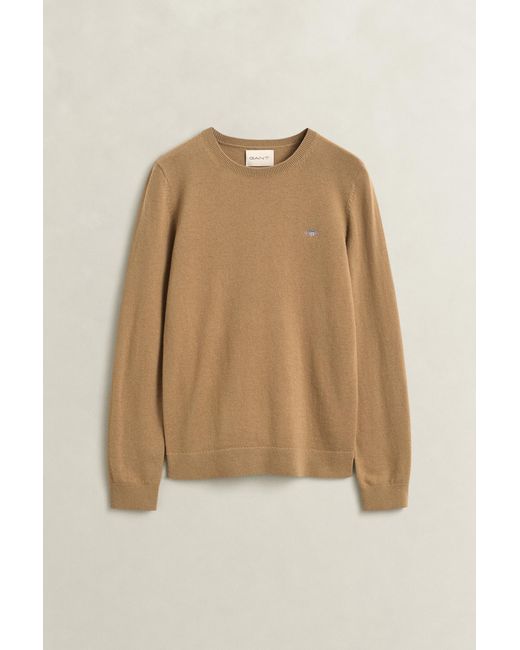 Gant Natural Wool Cotton Crew Neck Sweater Warm