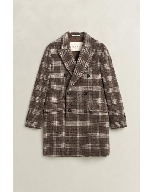 Gant Brown Double Breasted Wool Coat for men