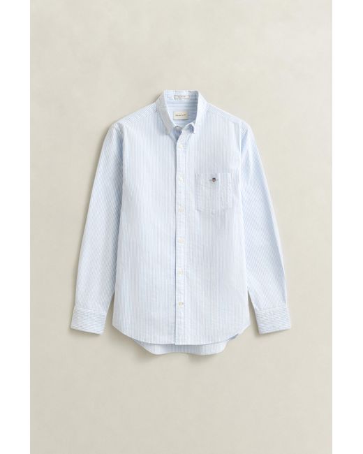 Gant White Classic Regular Striped Oxford Shirt for men