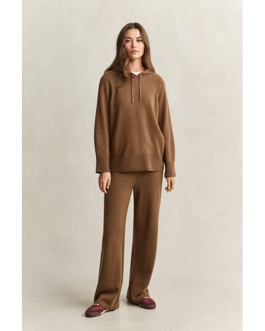 Gant Brown Wool Cashmere Hoodie Warm