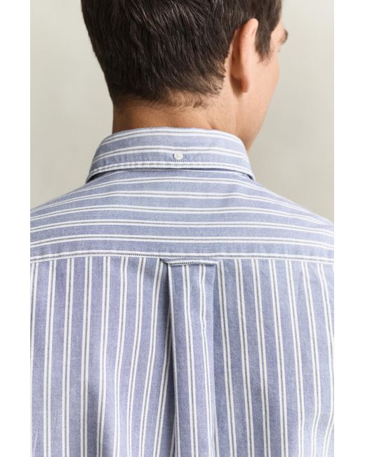 Gant Blue Striped Classic Oxford Shirt College for men