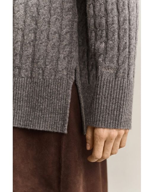 Gant Gray Wool Cashmere Cable Knit Sweater Melange