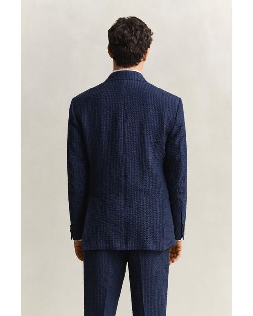 Gant Blue Seersucker Suit Jacket Mid for men