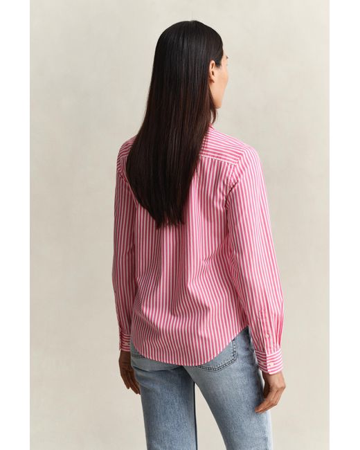 Gant Pink Regular Fit Striped Classic Poplin Shirt