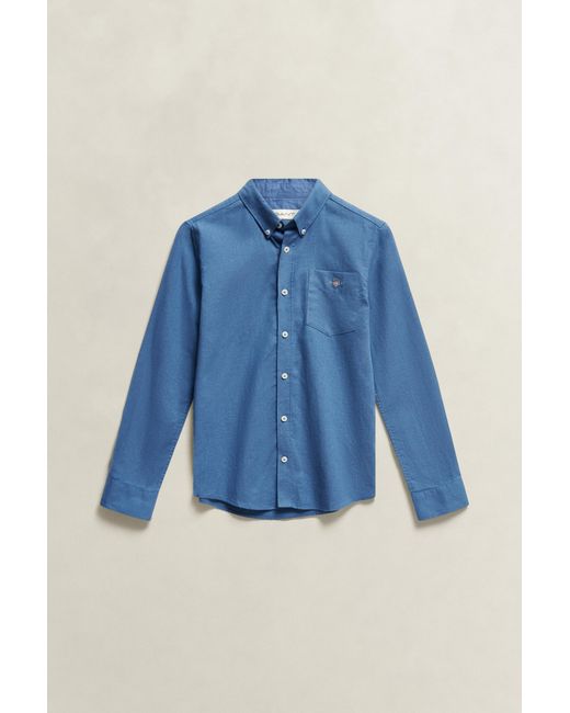 Gant Blue Teens Teen Boys Linen Blend Shirt Salty Sea for men