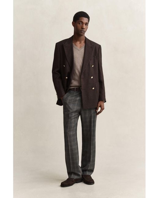 Gant Brown Classic Cotton V-Neck Sweater for men