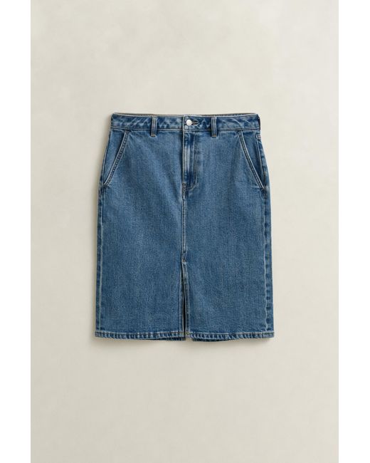 Gant Blue Denim Pencil Skirt Mid
