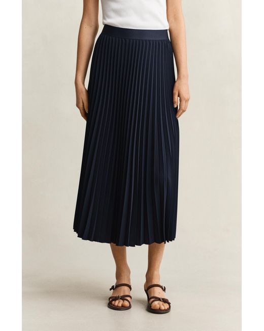Gant Blue Pleated Midi Skirt