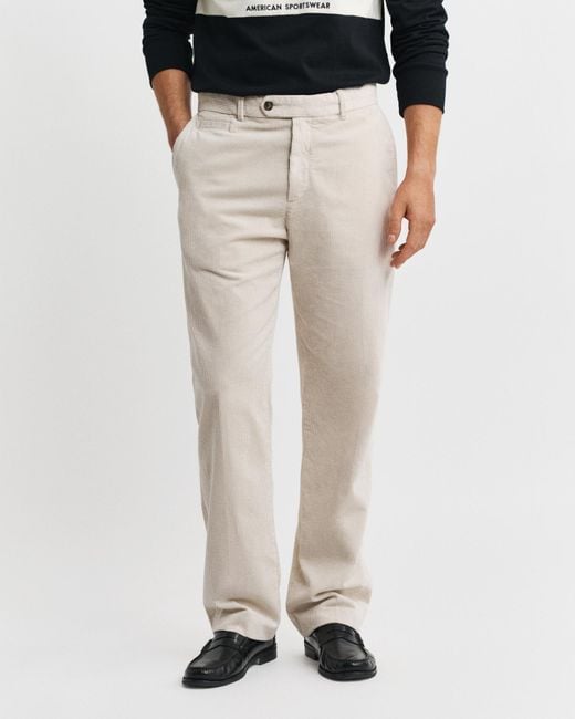Gant Natural Straight Fit Corduroy Pants Putty for men