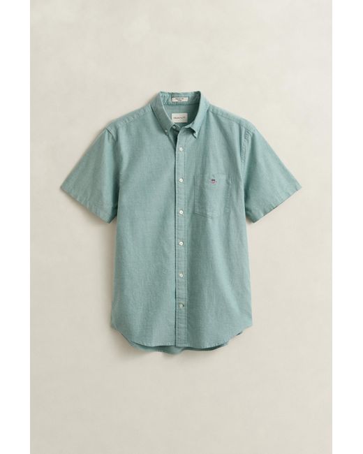 Gant Blue Classic Oxford Short Sleeve Shirt for men