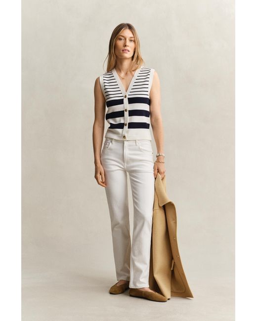 Gant Natural Straight Leg Stretch Jeans Eggshell