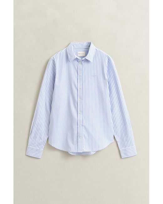 Gant Blue Classic Regular Striped Poplin Shirt