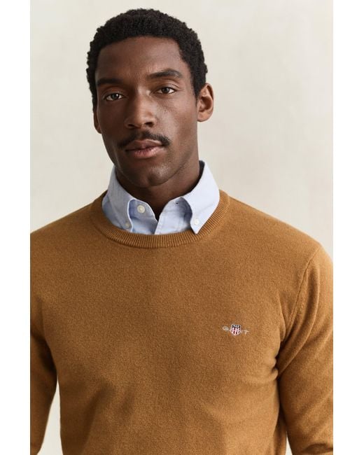 Gant Blue Lambswool Crew Neck Sweater for men