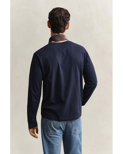 Gant Blue Shield Long Sleeve T-Shirt for men