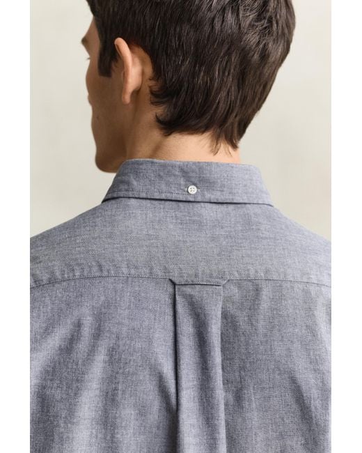 Gant Blue Mélange Archive Poplin Shirt Dark Melange for men