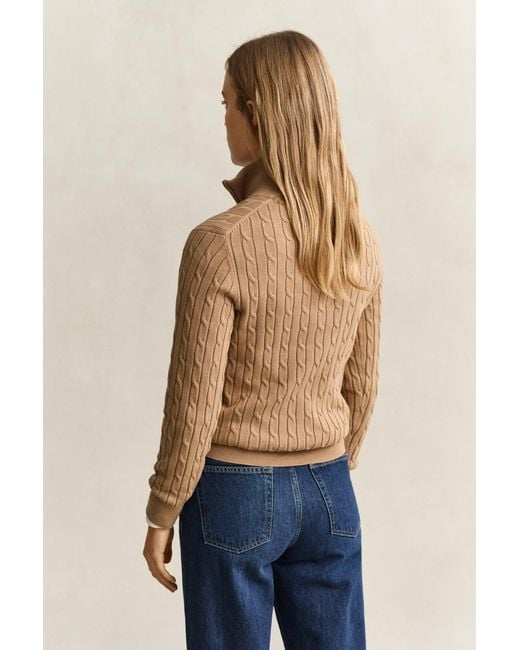 Gant Blue Stretch Cable Knit Half-Zip Sweater Warm