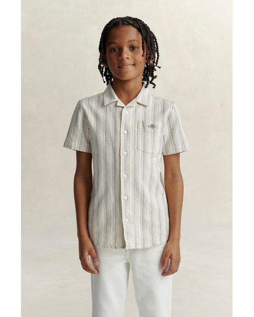 Gant Natural Teens Teen Boys Striped Linen Blend Shirt for men
