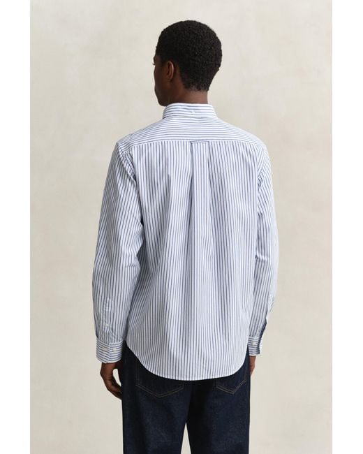 Gant Blue Striped Poplin Shirt for men
