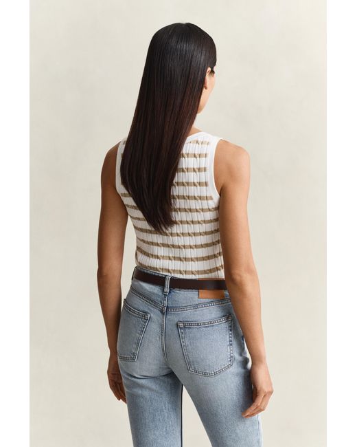 Gant Blue Striped Cable Knit Tank Top