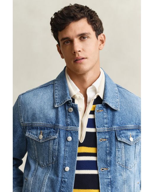 Gant Blue Denim Trucker Jacket Mid for men