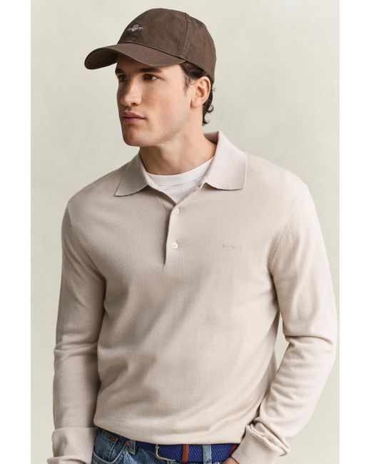 Gant Natural Extra Fine Merino Wool Polo Sweater for men