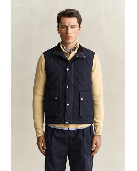 Gant Blue Quilted Vest Evening for men