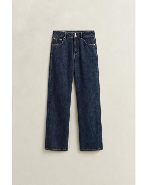 Gant Blue Relaxed Buttoned Jeans Dark Worn In