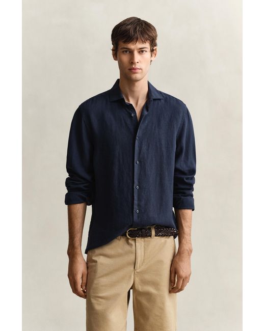 Gant Blue Linen Shirt Evening for men