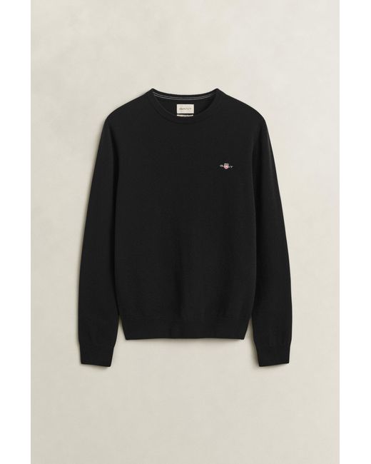 Gant Black Lambswool Crew Neck Sweater for men