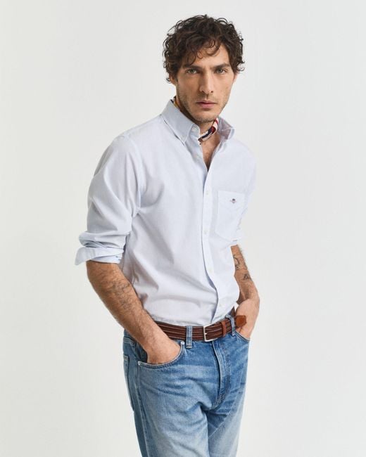 Gant White Regular Classic Poplin Banker Shirt, Light for men