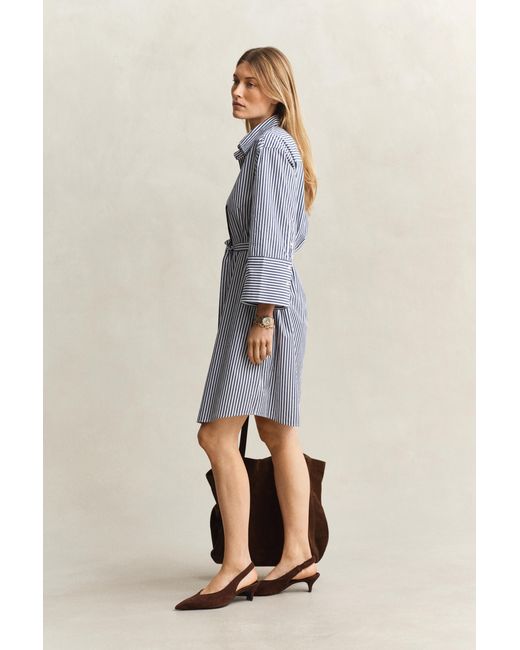 Gant Blue Striped Poplin Shirt Dress Rich