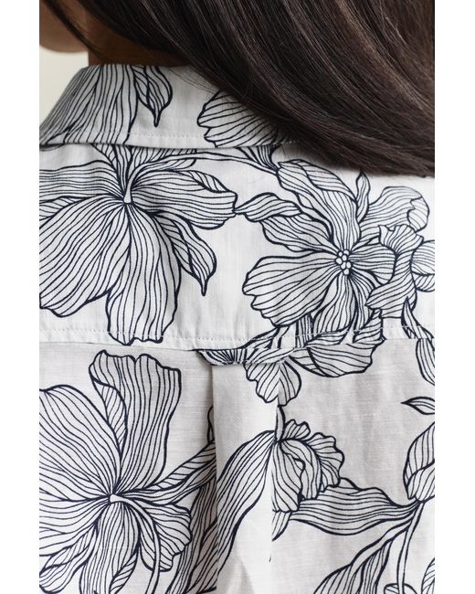 Gant Blue Floral Linen Shirt Evening