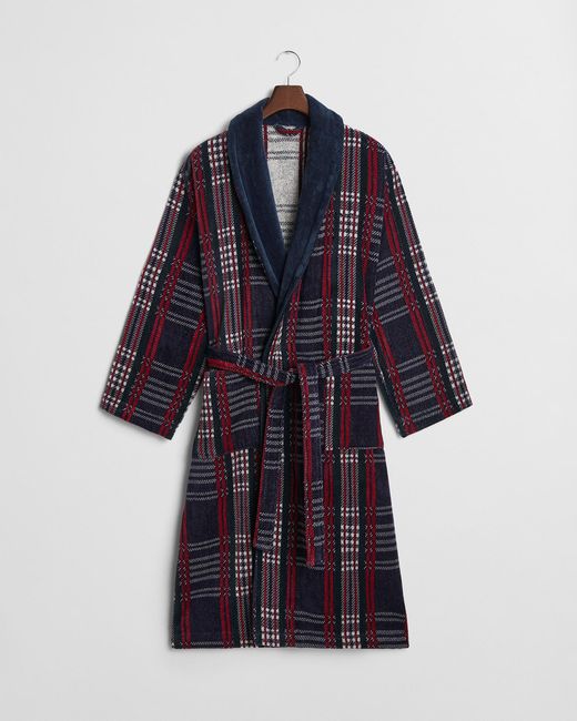 Gant Blue Home Holiday Checked Robe