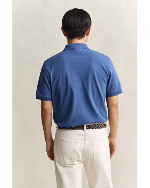 Gant Blue Contrast Piqué Polo Shirt for men