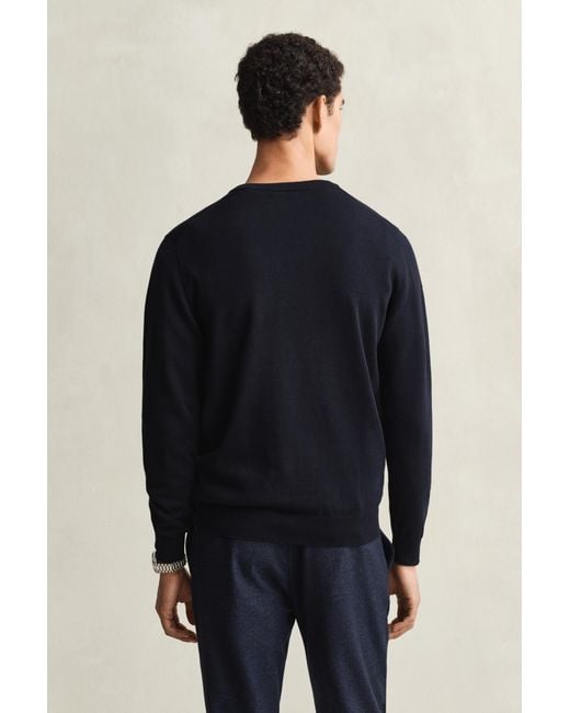 Gant Blue Classic Cotton V-Neck Sweater for men